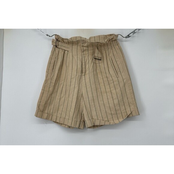 90s VTG Style Linen Cotton High Waist Mom Shorts Size 26/S Vintage yellow stripe - Picture 4 of 11
